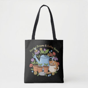 Bolsa Tote Sonhos de Jardim & Grãos de Café Casa de Gato Fofo
