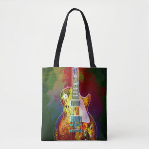 Bolsa Tote Sons da música. Guitarra colorida