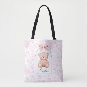 Bolsa Tote Sophia   Design de Enfermeiro de Urso Rosa Persona