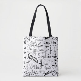 Bolsa Tote Sophia Typography Black White