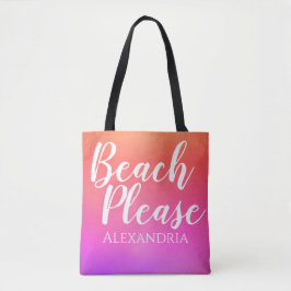 Bolsa Tote Sopro Rosa Laranja de Praia Personalizado