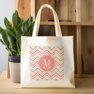 Bolsa Tote Sorbet Chevrons com Monogramas triplos