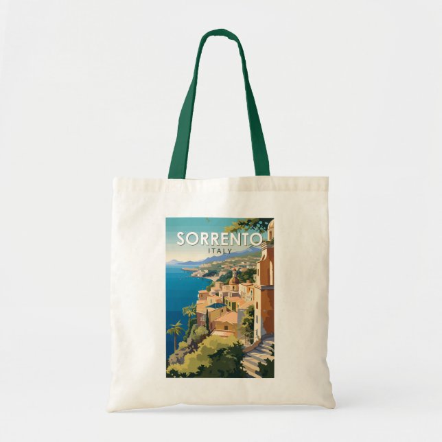 Bolsa Tote Sorrento Itália Viagem Art Vintage (Frente)