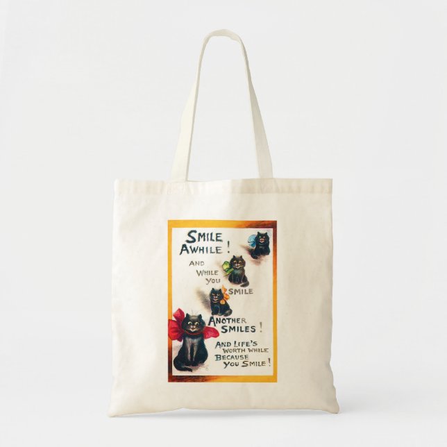 Bolsa Tote Sorria, Gato Negro, Louis Wain (Frente)