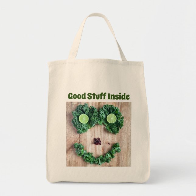 Bolsa Tote Sorrindo Reutilizável Saco de Tota Engraçado Veget (Frente)