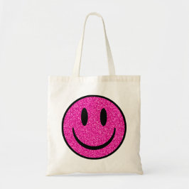 Bolsa Tote Sorriso de Rosto com Brilho Rosa
