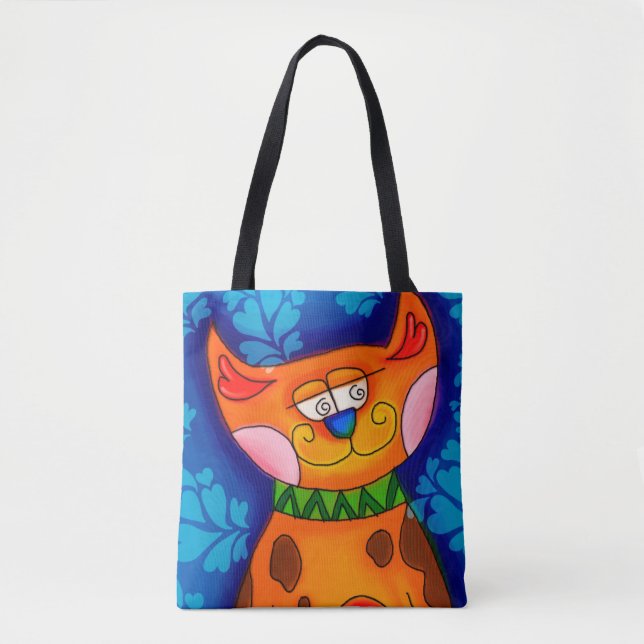 Bolsa Tote Sorriso Laranja Tabby Cat (Frente)