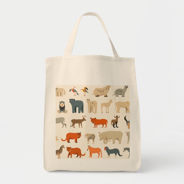 Bolsa Tote Sorte de animais imaginários (Frente)
