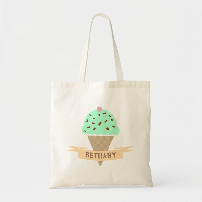 Bolsa Tote Sorvete De Chip Choc Mint Personalizado (Frente)