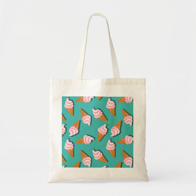 Bolsa Tote Sorvete de cones de waffle e padrão de iogurte con (Frente)