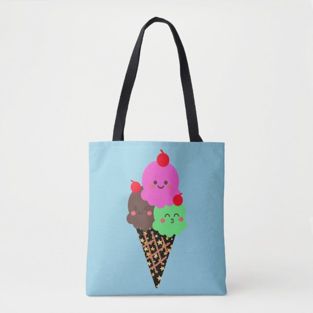 Bolsa Tote Sorvete Fofo - Cone Espacial Kawaii (Frente)