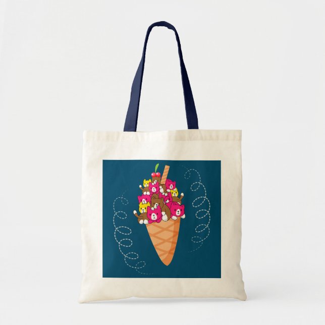 Bolsa Tote Sorvete Gato Leite Comida Sundae Gelato Gatinho Me (Frente)