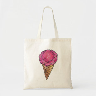 Bolsa Tote Sorvete Rosa Cone Summer Dessert Icecream Bag