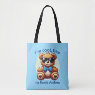 Bolsa Tote Sou Legal Teddy Bear com Arco Azul Personalizável