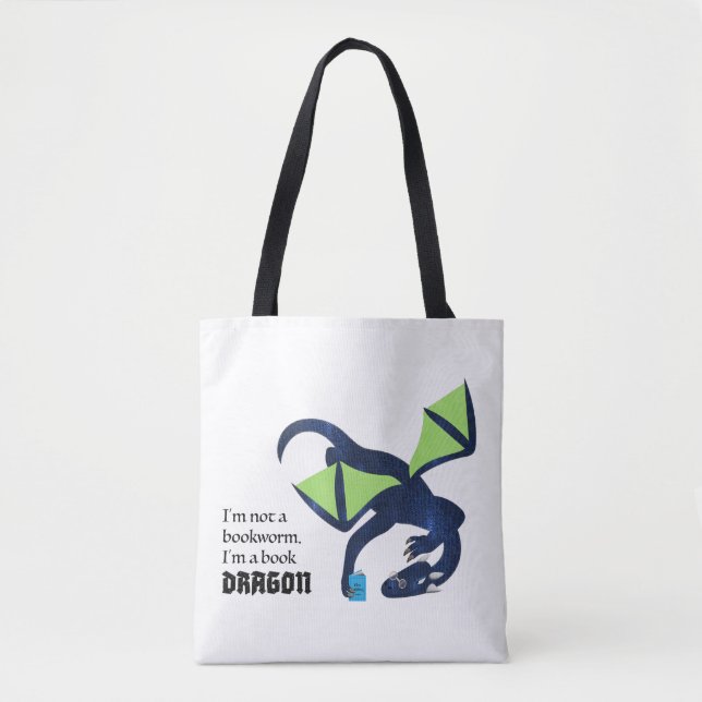 Bolsa Tote Sou um dragão de livros (Frente)