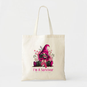 Bolsa Tote Sou Um Sobrevivente Gnome Fita De Fita Rosa Cancer