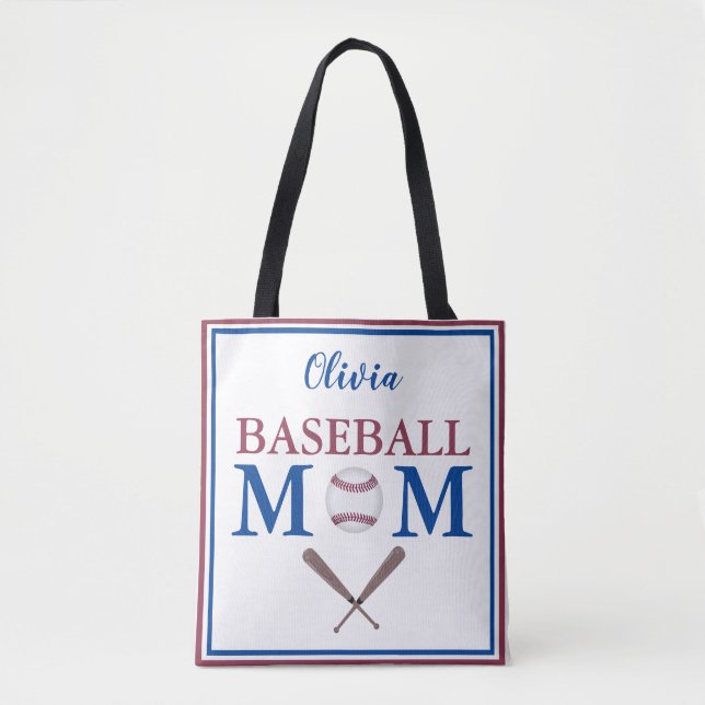 Bolsa Tote Sou Uma Mãe de Beisebol Personalizado  (Frente)