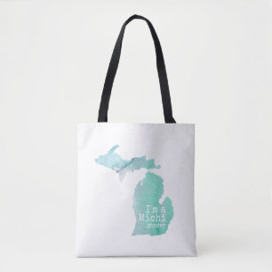 Bolsa Tote Sou uma Silhueta cheia de michigander Watercolor