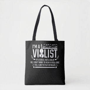 Bolsa Tote Sou violista, é Viola não Violin Sarcasm Music