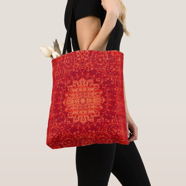 Bolsa Tote Souk Sunset: Padrão Marraquexe Laranja marroquino (Close Up)