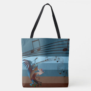 Bolsa Tote Southwest Kokopelli Music All-Over-Impressão Lg Bo