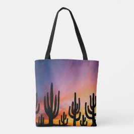 Bolsa Tote Southwestern Desert Landscape Cactus Sunrise Image