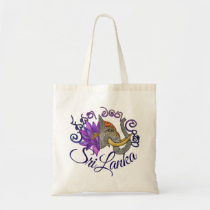 Bolsa Tote Souvenirs do Sri Lanka com Elefante e Lotus