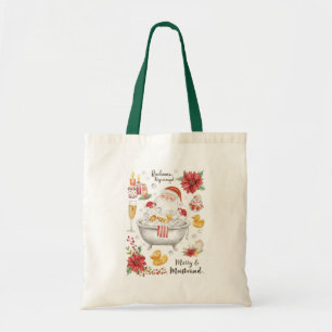 Bolsa Tote Spa Natal temático com Papai Noel na banheira