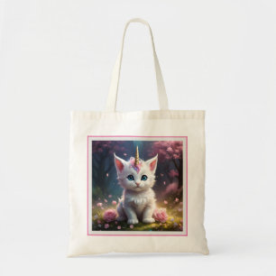 Bolsa Tote "Sparkle Paws: O Encantrador Unicórnio Gatinho"