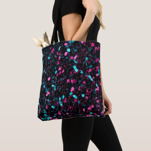 Bolsa Tote Sparkles azuis cor-de-rosa Sparkly do brilho do
