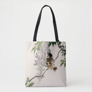 Bolsa Tote Sparrow em um galho por Kono Bairei