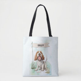 Bolsa Tote Spinone Italiano Aquarela Cachorro Personalizado