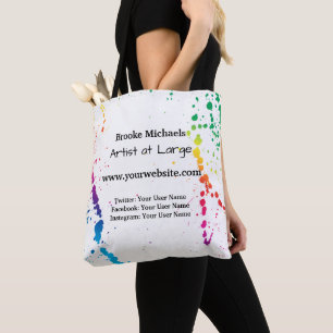 Bolsa Tote [Splatter da pintura] branco moderno do artista
