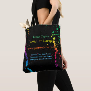 Bolsa Tote [Splatter da pintura] preto moderno do artista