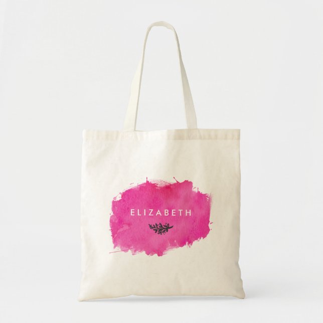 Bolsa Tote Splatter Pintor de Cores d'Água Rosa (Frente)