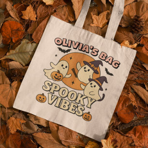 Bolsa Tote Spookes Vibes Retro Fantasmas Gata Pumkin Hallowee