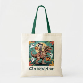 Bolsa Tote Spooky Dino Rider - Esqueleto na mamãe T-Rex