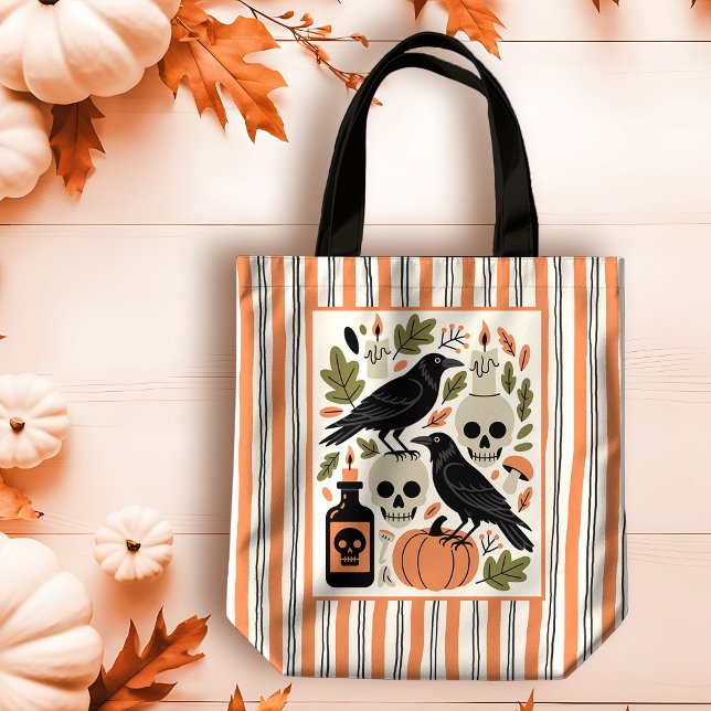 Bolsa Tote Spooky Folk Art Festivo Halloween (Criador carregado)