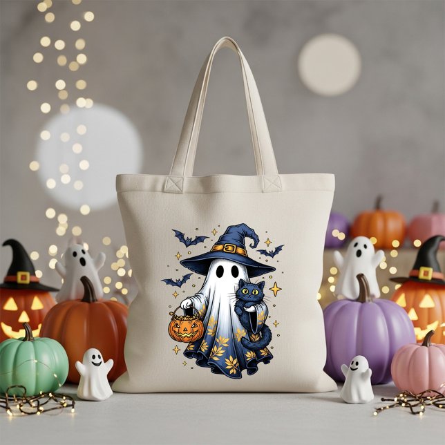 Bolsa Tote Spooky Ghost Halloween Candy Tote Bag Halloween (Criador carregado)
