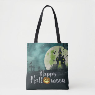 Bolsa Tote Spooky Haunted House Figurume Night Sky Halloween