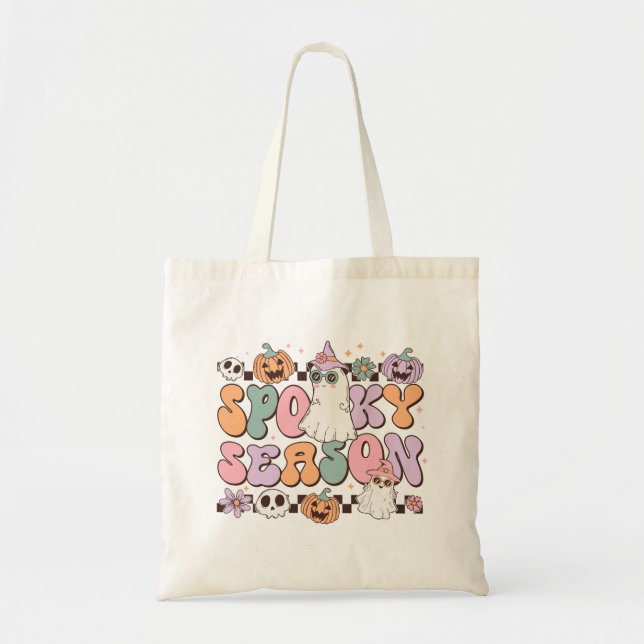 Bolsa Tote Spooky Season Cute Ghost Retro Halloween (Frente)