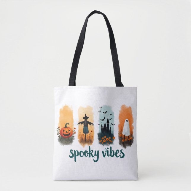 Bolsa Tote Spooky Season, Vintage Halloween Ghost  (Frente)