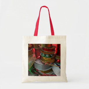Bolsa Tote Spools de Férias de Natal Vermelho e Dourado