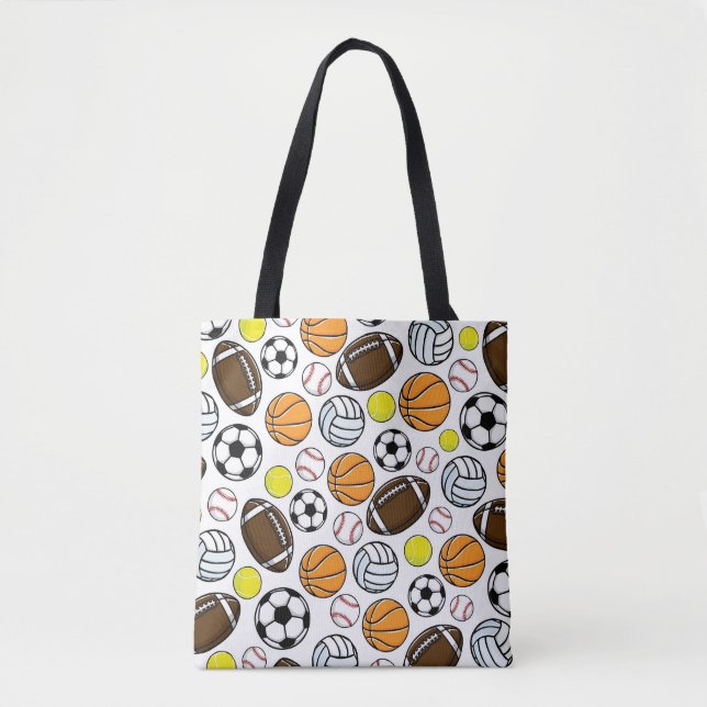 Bolsa Tote Sports Kids Baseball Basketball Soccer Football (Frente)