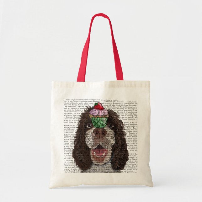 Bolsa Tote Springer Spaniel com Cupcake (Frente)