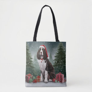 Bolsa Tote Springer Spaniel Dog no Natal da Neve