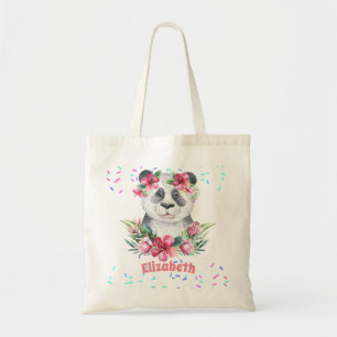 Bolsa Tote Sprinkles PANDA BEAR Pink Boho Flowers Meninas Cha