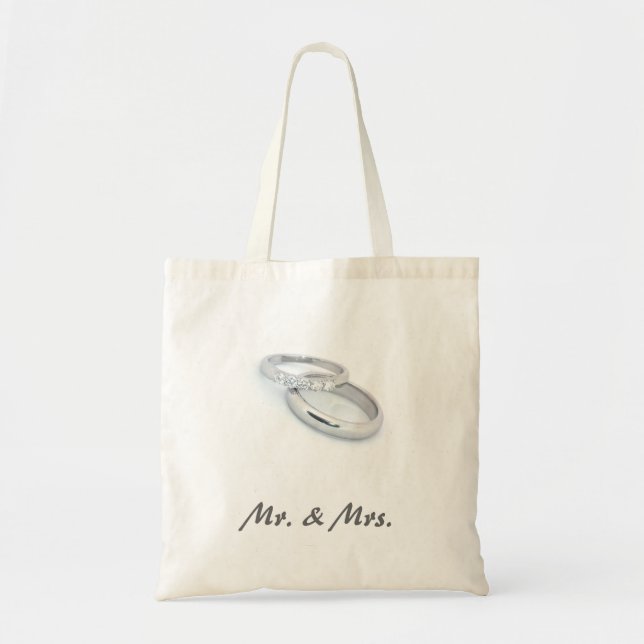 Bolsa Tote Sr. & Bandas de Casamento da Sra./Silver (Frente)