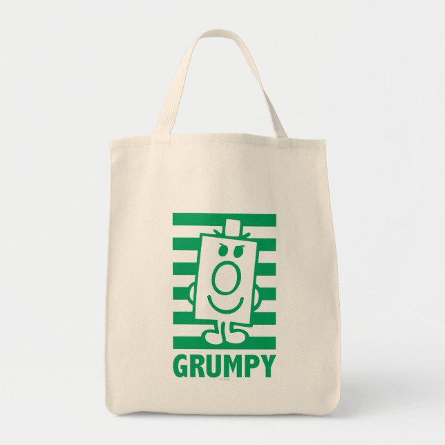 Bolsa Tote Sr. Grumpy | Grin Mischievous e faixas verdes (Frente)