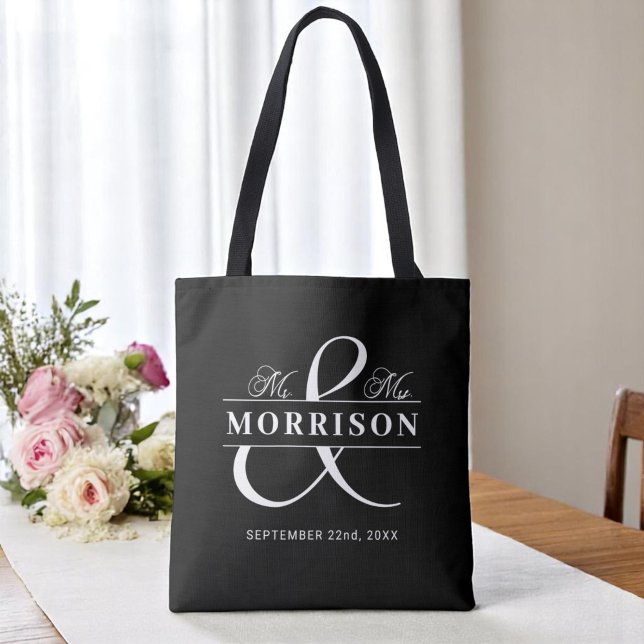 Bolsa Tote Sr. Monograma Black White Wedding (Criador carregado)